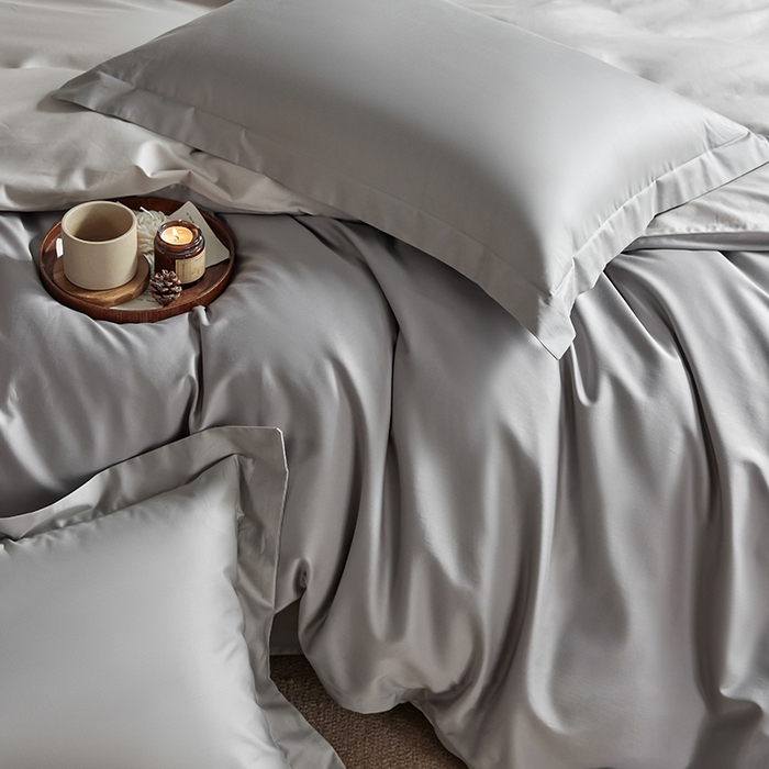 91家纺网 家纺一手货源 找家纺 轩和家居 2025新款50S贡缎长绒棉纯棉四件套 雅士灰+迷雾灰