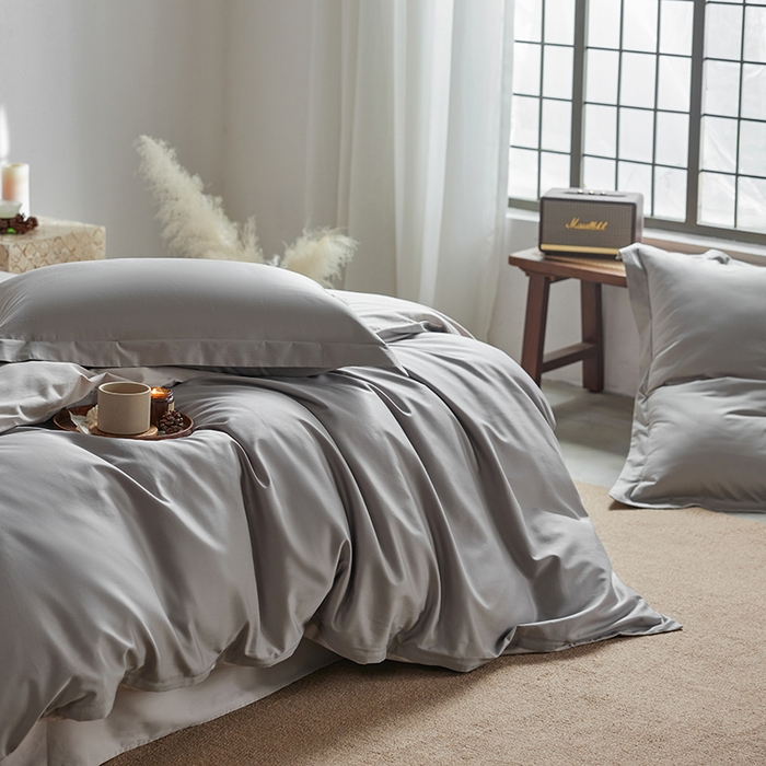 91家纺网 家纺一手货源 找家纺 轩和家居 2025新款50S贡缎长绒棉纯棉四件套 雅士灰+迷雾灰