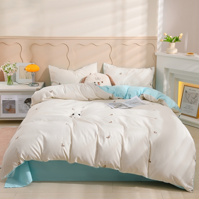 91家纺网 家纺一手货源 找家纺 （总）推推家纺 2025新款刺绣水洗棉小清新四件套