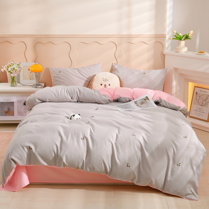 91家纺网 家纺一手货源 找家纺 （总）推推家纺 2025新款刺绣水洗棉小清新四件套