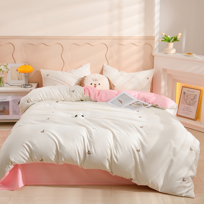 91家纺网 家纺一手货源 找家纺 （总）推推家纺 2025新款刺绣水洗棉小清新四件套