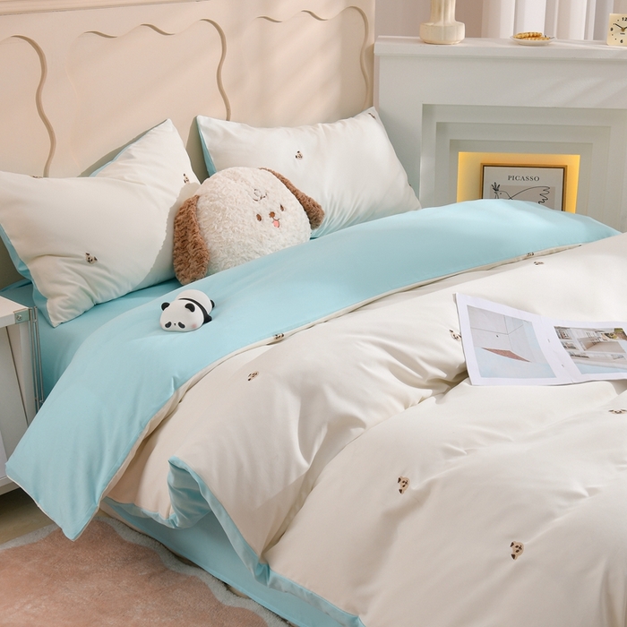 91家纺网 家纺一手货源 找家纺 （总）推推家纺 2025新款刺绣水洗棉小清新四件套