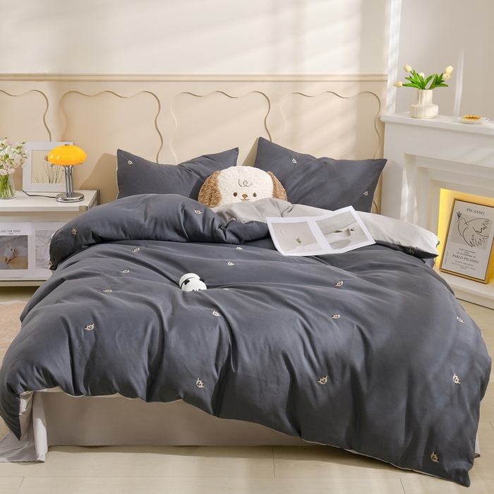 91家纺网 家纺一手货源 找家纺 （总）推推家纺 2025新款刺绣水洗棉小清新四件套