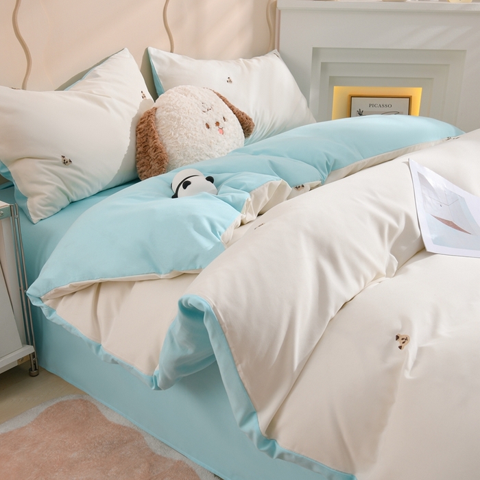 91家纺网 家纺一手货源 找家纺 （总）推推家纺 2025新款刺绣水洗棉小清新四件套