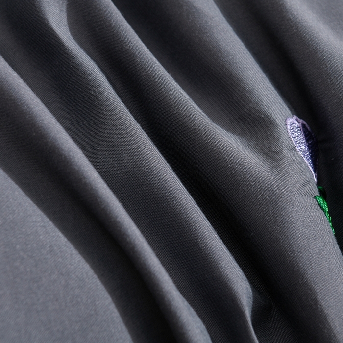 91家纺网 家纺一手货源 找家纺 推推家纺 2025新款刺绣水洗棉小清新四件套 郁金香-深灰+浅灰