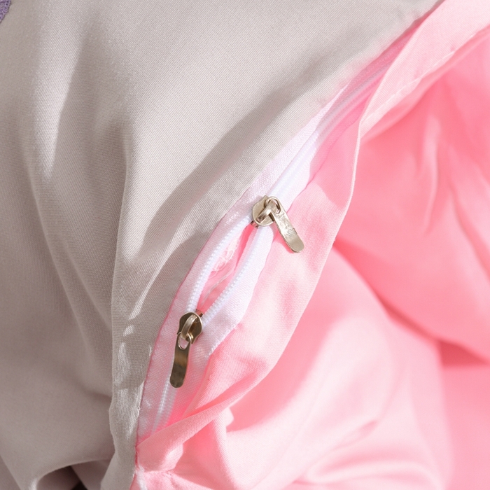 91家纺网 家纺一手货源 找家纺 推推家纺 2025新款刺绣水洗棉小清新四件套 郁金香-浅灰+浅玉