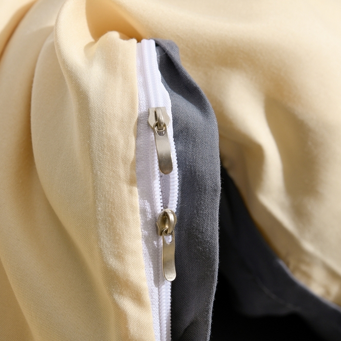 91家纺网 家纺一手货源 找家纺 推推家纺 2025新款刺绣水洗棉小清新四件套 郁金香-米驼+深灰