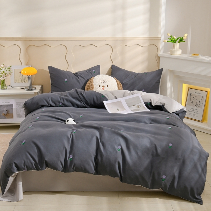 91家纺网 家纺一手货源 找家纺 （总）推推家纺 2025新款刺绣水洗棉小清新四件套