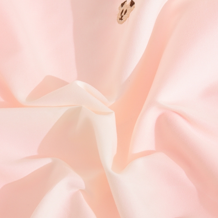 91家纺网 家纺一手货源 找家纺 推推家纺 2025新款刺绣水洗棉小清新四件套 熊头-米白+浅玉