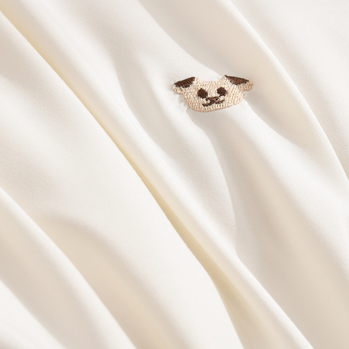 91家纺网 家纺一手货源 找家纺 推推家纺 2025新款刺绣水洗棉小清新四件套 熊头-米白+浅玉