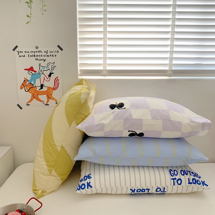 91家纺网 家纺一手货源 找家纺 柚可家居 2024新款活性印花ins多巴胺单枕套1 宁夏