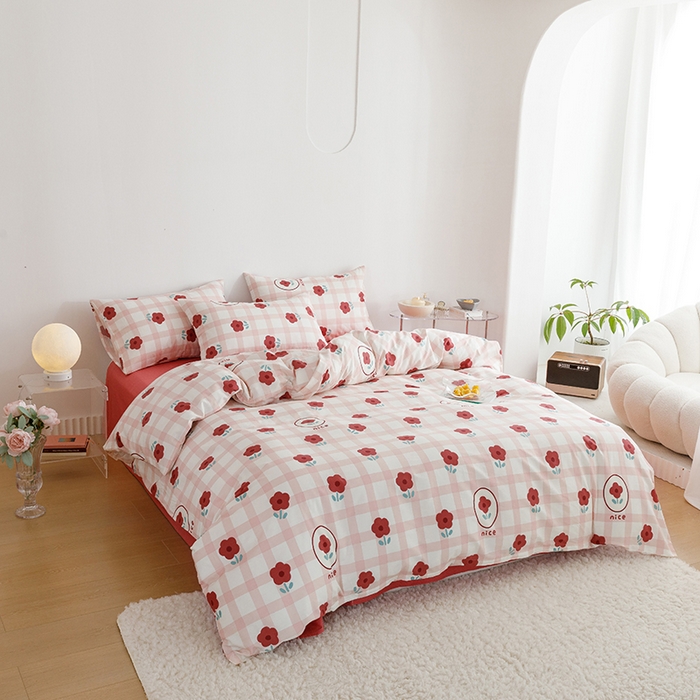 91家纺网 家纺一手货源 找家纺 （总）简宜家居 2023新款小清新卡通纯棉全棉斜纹四件套