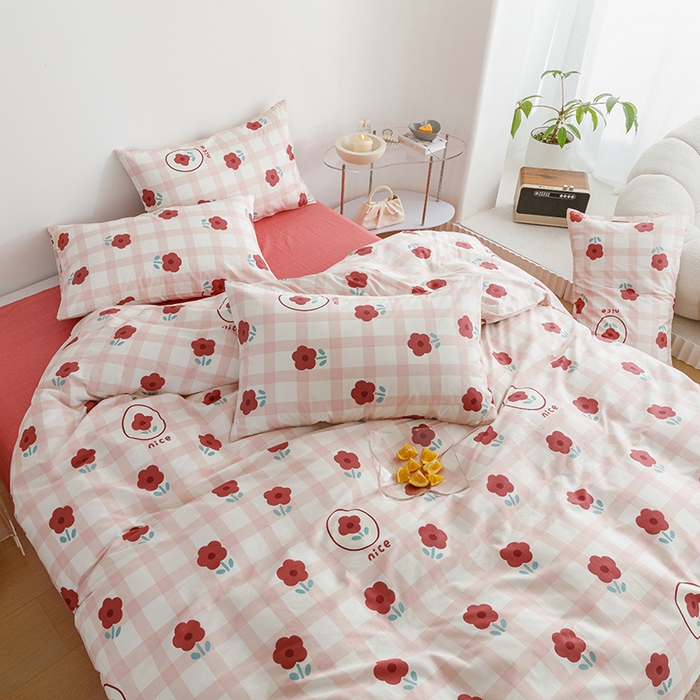 91家纺网 家纺一手货源 找家纺 （总）简宜家居 2023新款小清新卡通纯棉全棉斜纹四件套