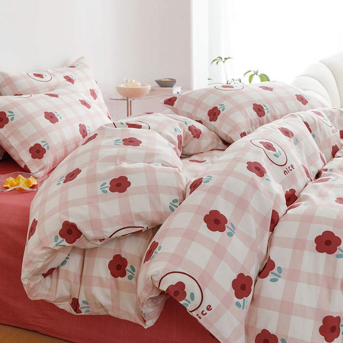 91家纺网 家纺一手货源 找家纺 （总）简宜家居 2023新款小清新卡通纯棉全棉斜纹四件套