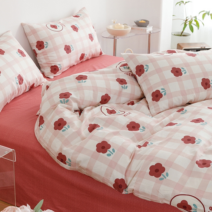 91家纺网 家纺一手货源 找家纺 （总）简宜家居 2023新款小清新卡通纯棉全棉斜纹四件套