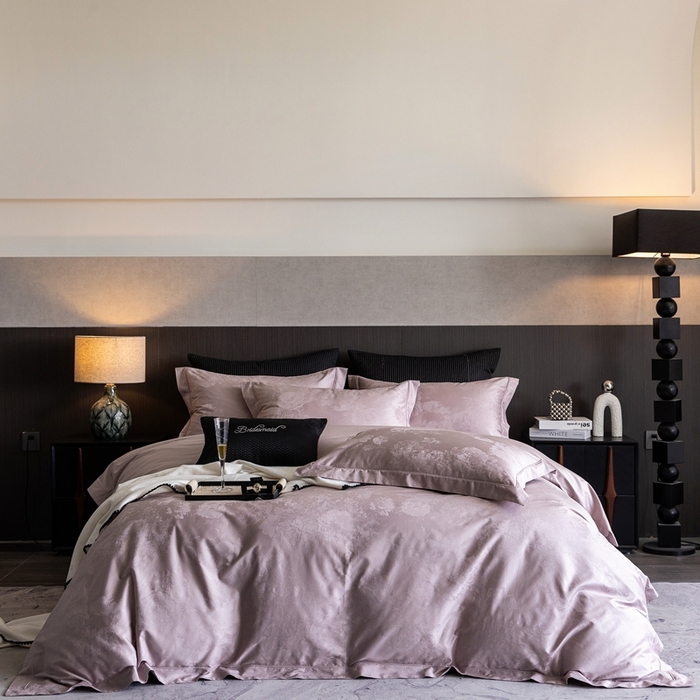 （总）云胡2025新款50s双股长绒棉四件套-安妮紫