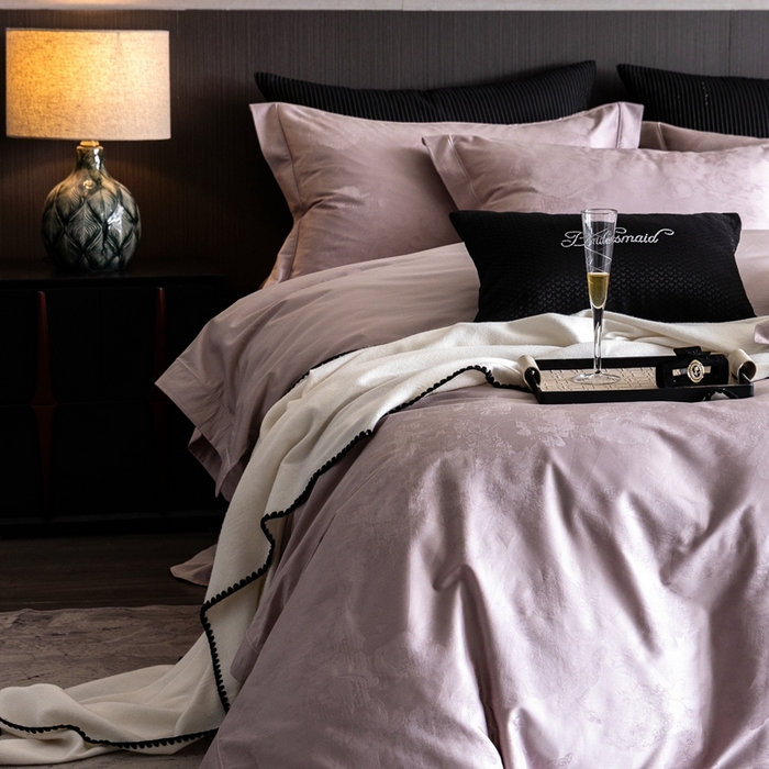 91家纺网 家纺一手货源 找家纺 （总）云胡2025新款50s双股长绒棉四件套-安妮紫