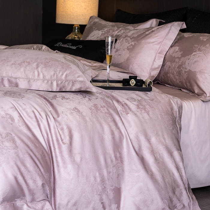 91家纺网 家纺一手货源 找家纺 （总）云胡2025新款50s双股长绒棉四件套-安妮紫