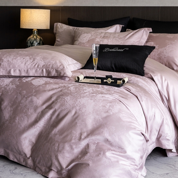 91家纺网 家纺一手货源 找家纺 （总）云胡2025新款50s双股长绒棉四件套-安妮紫