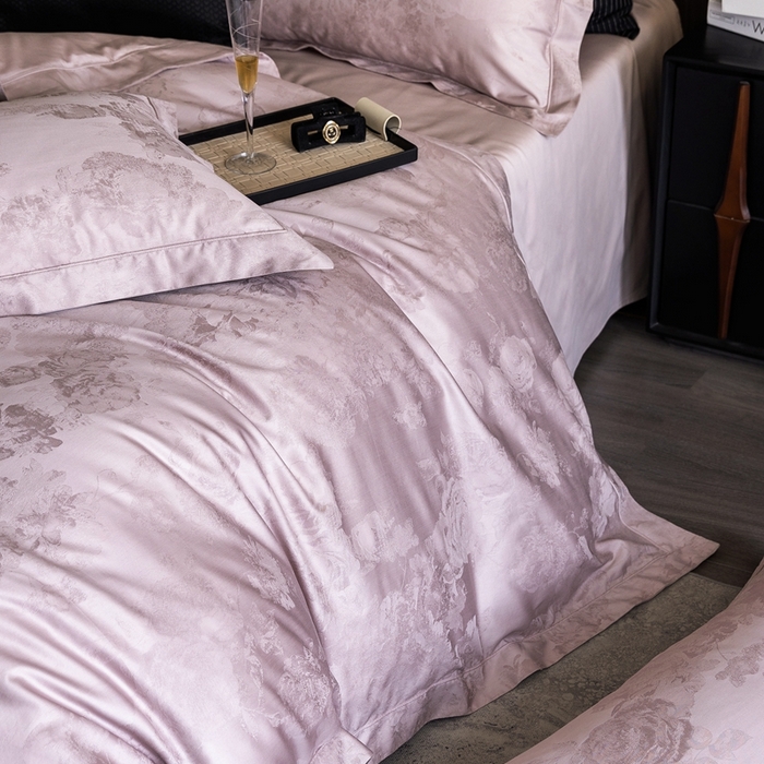 91家纺网 家纺一手货源 找家纺 （总）云胡2025新款50s双股长绒棉四件套-安妮紫