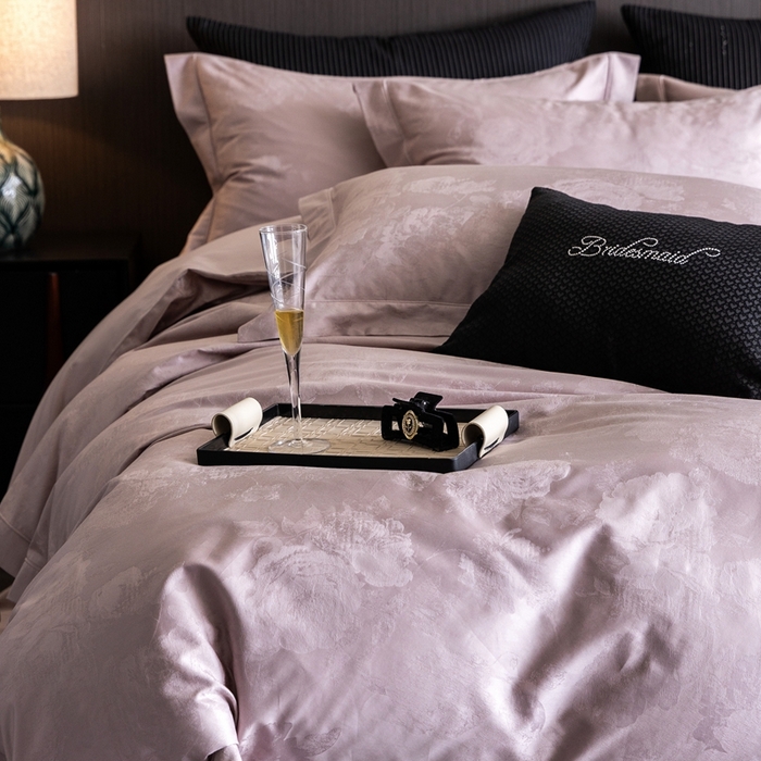 91家纺网 家纺一手货源 找家纺 （总）云胡2025新款50s双股长绒棉四件套-安妮紫