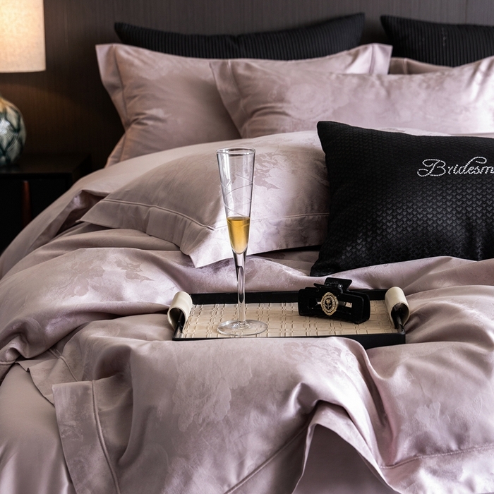 91家纺网 家纺一手货源 找家纺 （总）云胡2025新款50s双股长绒棉四件套-安妮紫