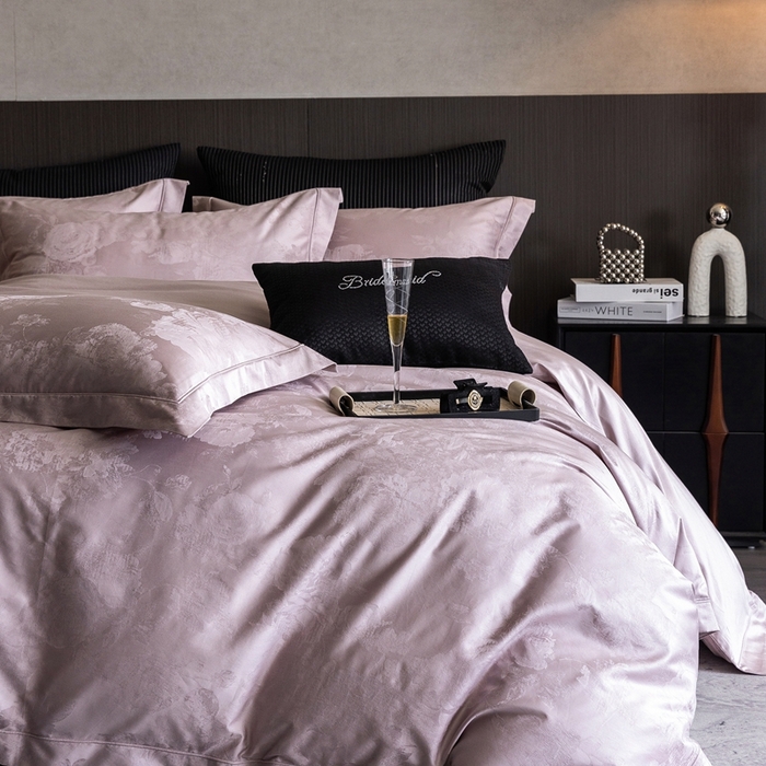 91家纺网 家纺一手货源 找家纺 （总）云胡2025新款50s双股长绒棉四件套-安妮紫