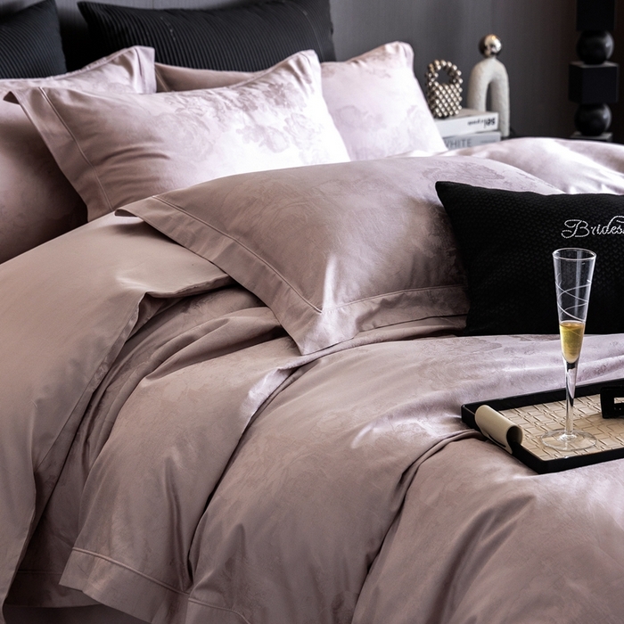 91家纺网 家纺一手货源 找家纺 （总）云胡2025新款50s双股长绒棉四件套-安妮紫