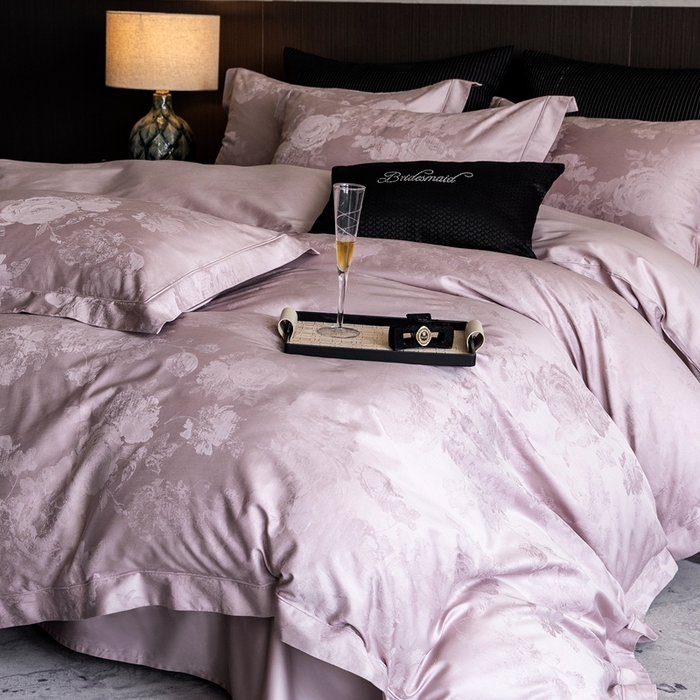 91家纺网 家纺一手货源 找家纺 （总）云胡2025新款50s双股长绒棉四件套-安妮紫