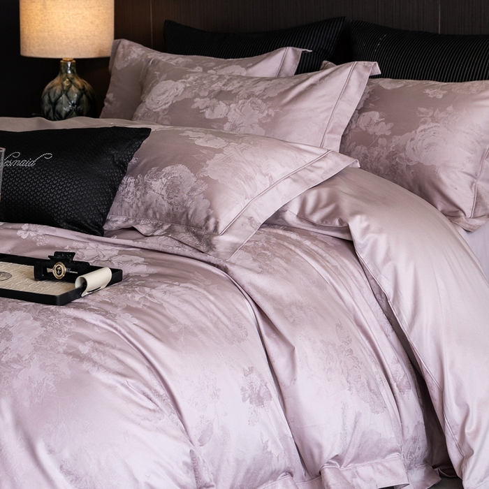 91家纺网 家纺一手货源 找家纺 （总）云胡2025新款50s双股长绒棉四件套-安妮紫