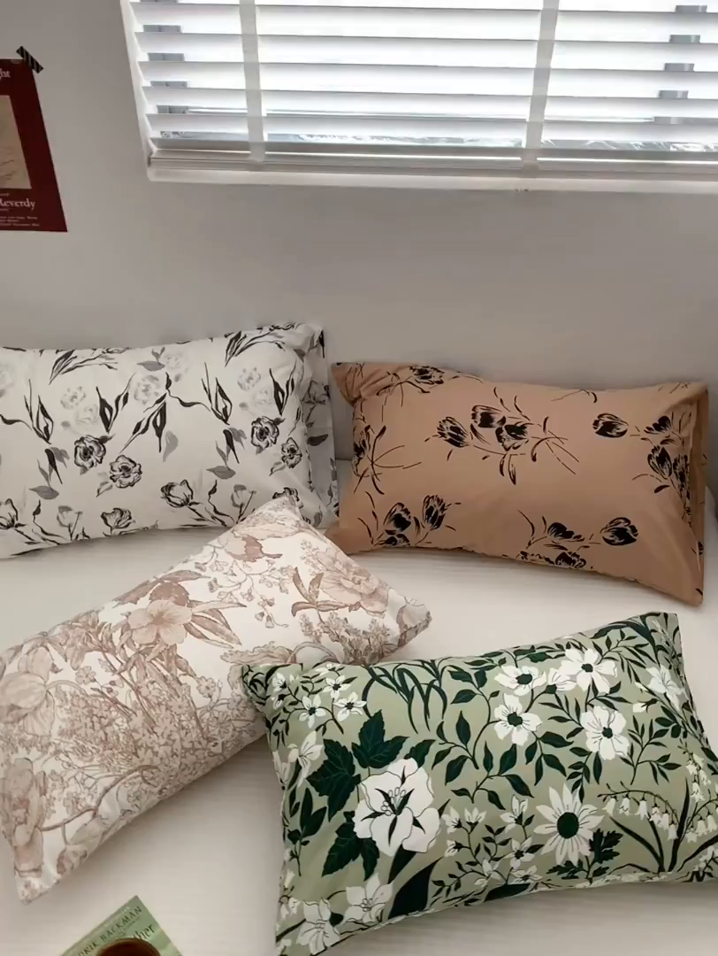 91家纺网 家纺一手货源 找家纺 （总）柚可家居 2024新款全棉40支花卉枕套1实拍