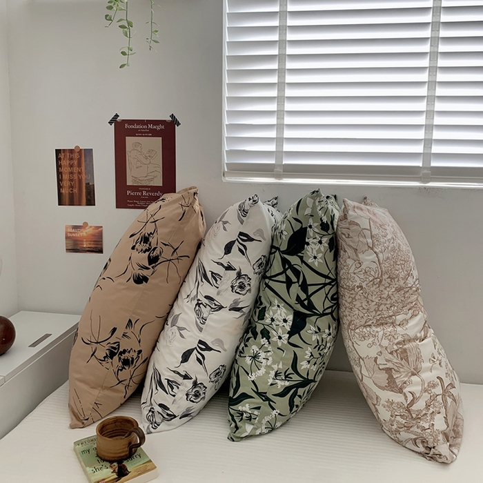 91家纺网 家纺一手货源 找家纺 柚可家居 2024新款全棉40支花卉枕套1实拍 今墨