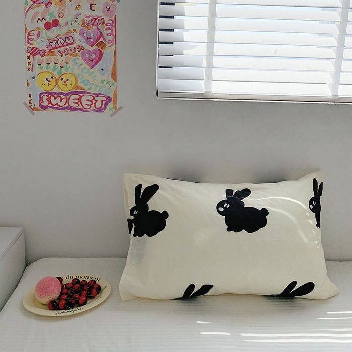 91家纺网 家纺一手货源 找家纺 柚可家居 2024新款活性印花单枕套-ins卡通系列 TUTU兔