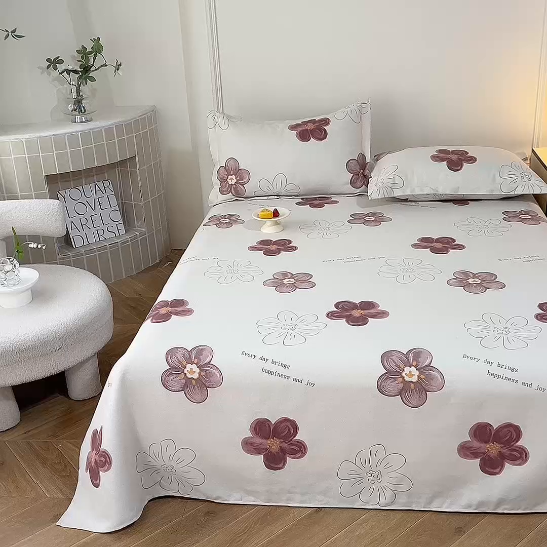 91家纺网 家纺一手货源 找家纺 幸嘉轩2025新款亲肤舒适床单三件套 花岚