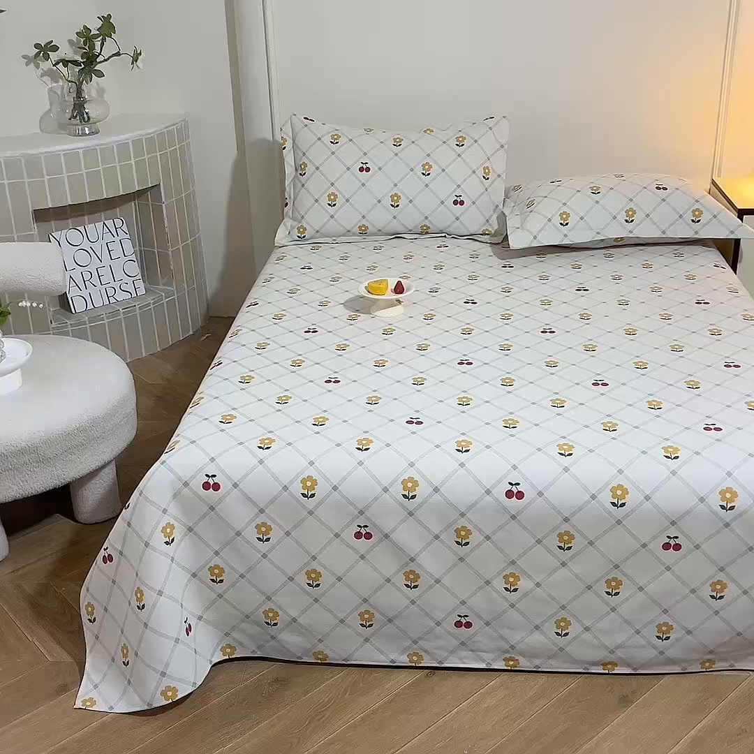 91家纺网 家纺一手货源 找家纺 幸嘉轩2025新款亲肤舒适床单三件套 温馨花影