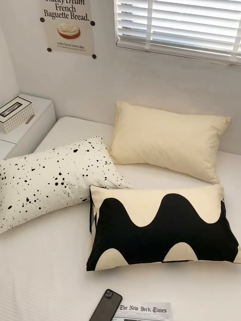 91家纺网 家纺一手货源 找家纺 （总）柚可家居 2024新款活性印花单枕套-黑白系列