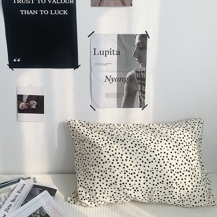 91家纺网 家纺一手货源 找家纺 柚可家居 2024新款活性印花单枕套-黑白系列 点点