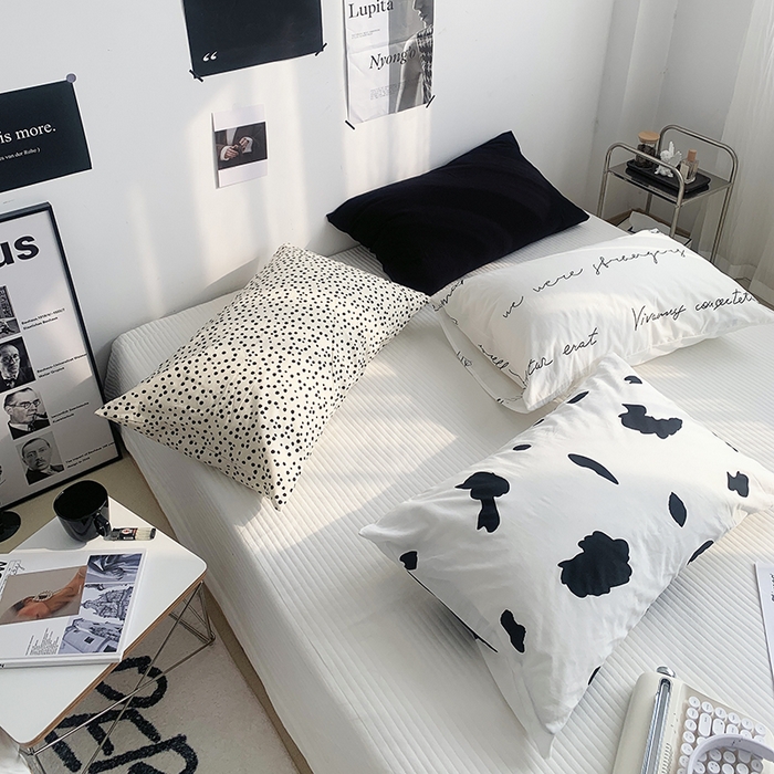 91家纺网 家纺一手货源 找家纺 柚可家居 2024新款活性印花单枕套-黑白系列 黑色