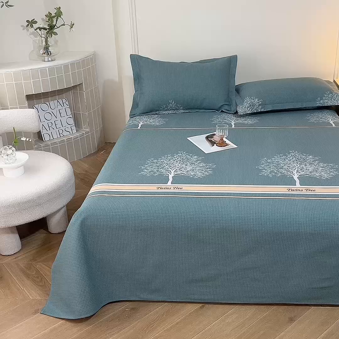 91家纺网 家纺一手货源 找家纺 幸嘉轩2025新款亲肤舒适床单三件套 树影迷离