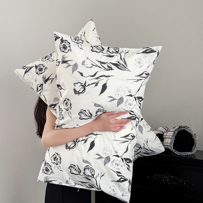 柚可家居 2024新款数码定版全棉单枕套系列-花卉 安禾