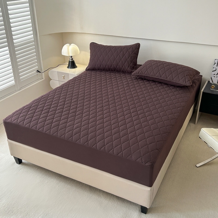 91家纺网 家纺一手货源 找家纺 恒尚居 2024新款夹棉抗菌防螨防水床笠【支持定做】咖啡