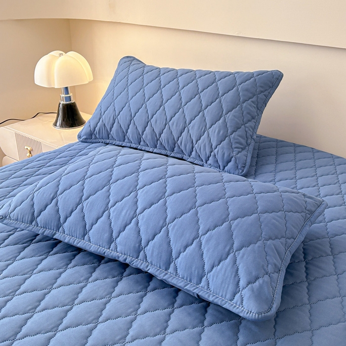 91家纺网 家纺一手货源 找家纺 恒尚居 2024新款夹棉抗菌防螨防水床笠【支持定做】金典蓝