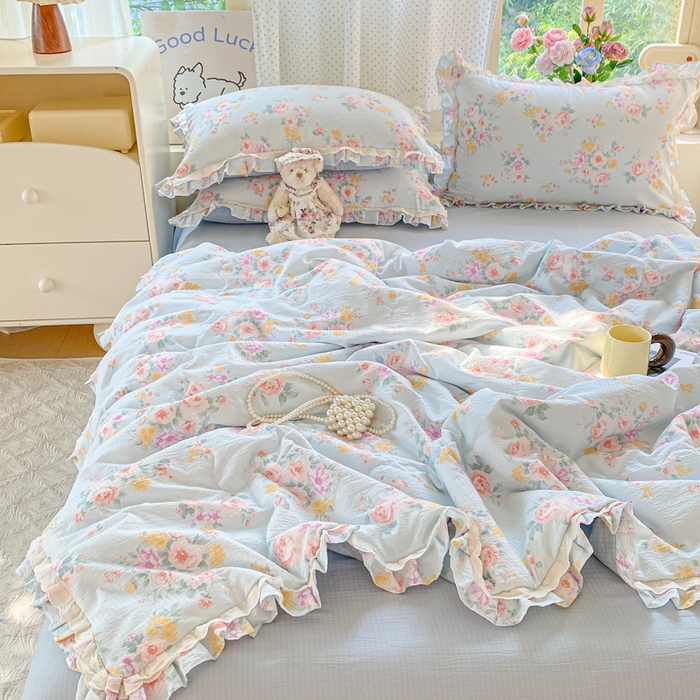 91家纺网 家纺一手货源 找家纺 （总）大麦家纺 2025新款云感双层纱花边夏被四件套