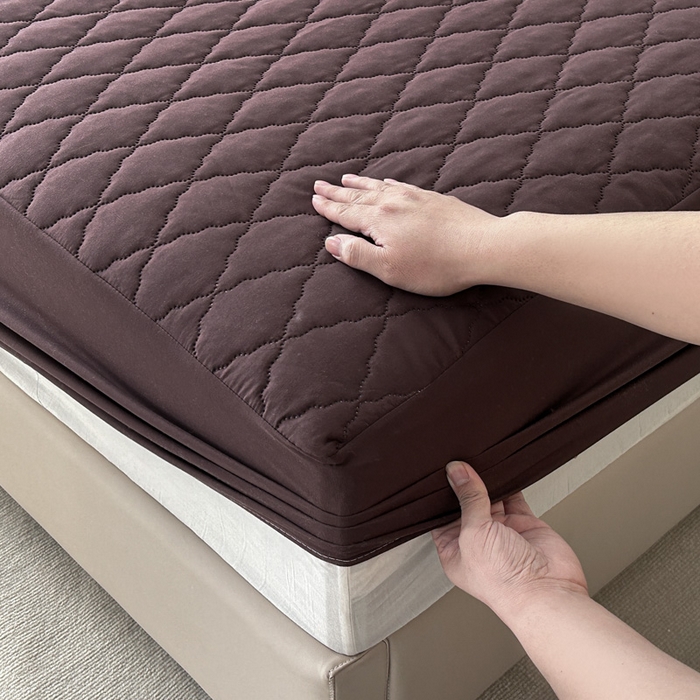 91家纺网 家纺一手货源 找家纺 恒尚居 2024新款夹棉抗菌防螨防水床笠【支持定做】咖啡