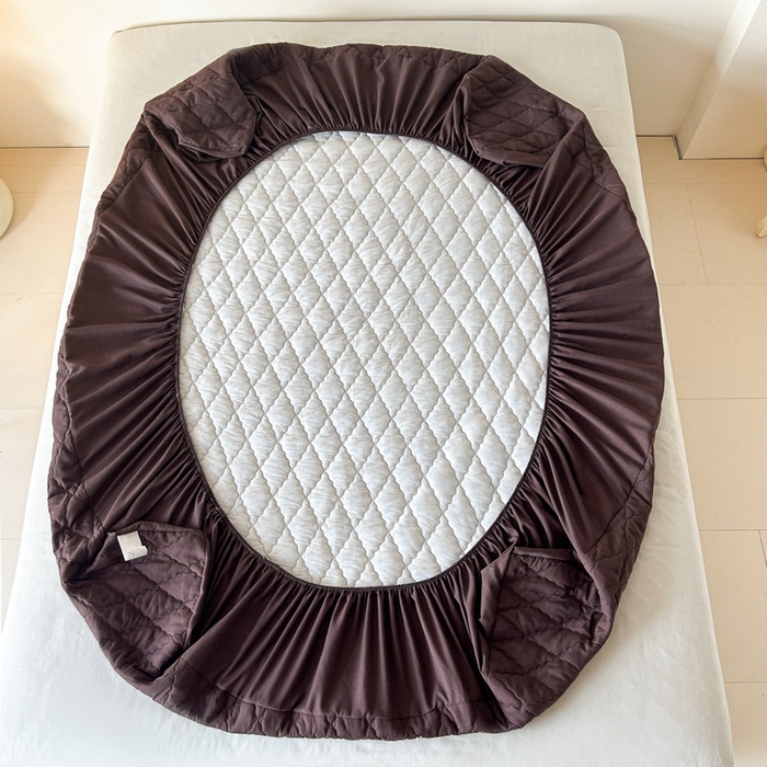 91家纺网 家纺一手货源 找家纺 恒尚居 2024新款夹棉抗菌防螨防水床笠【支持定做】咖啡