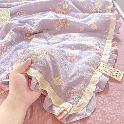 大麦家纺 2025新款云感双层纱花边夏被四件套 浪漫满屋