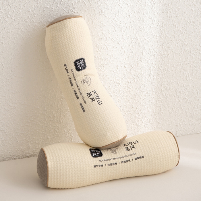 91家纺网 家纺一手货源 找家纺 桐格乳胶2025新款舒适睡眠护颈全荞麦枕头枕芯 苦荞颈椎枕-米色