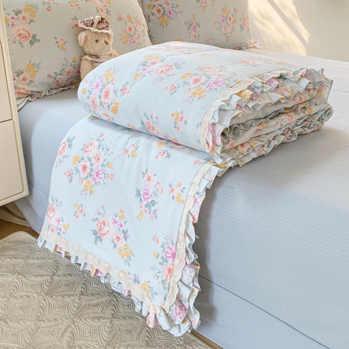 91家纺网 家纺一手货源 找家纺 （总）大麦家纺 2025新款云感双层纱花边夏被四件套