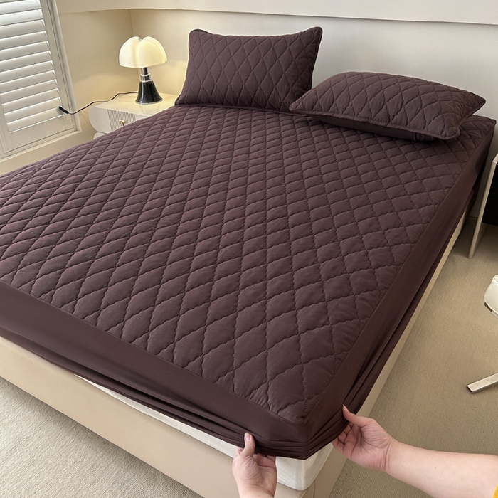 91家纺网 家纺一手货源 找家纺 恒尚居 2024新款夹棉抗菌防螨防水床笠【支持定做】咖啡