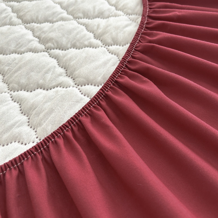 91家纺网 家纺一手货源 找家纺 恒尚居 2024新款夹棉抗菌防螨防水床笠【支持定做】酒红